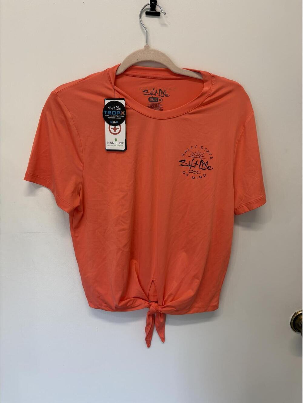 Salt Life SLX Coral Tie-Front Performance T-Shirt Size M New With Tags